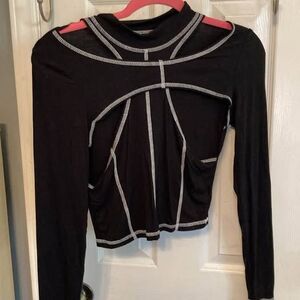 SHEIN Black Cold Shoulder Crossover Top Size S